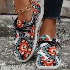 Aztec Patterned Slip-On Shoes